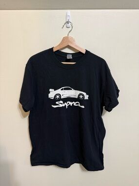 Gildan Black T‑Shirt with White Supra Car Graphic